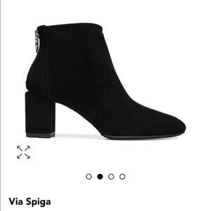 Via Spiga Suede Leather Noel Block Heel Back Hoop Zip Booties - NWOB sz 5M